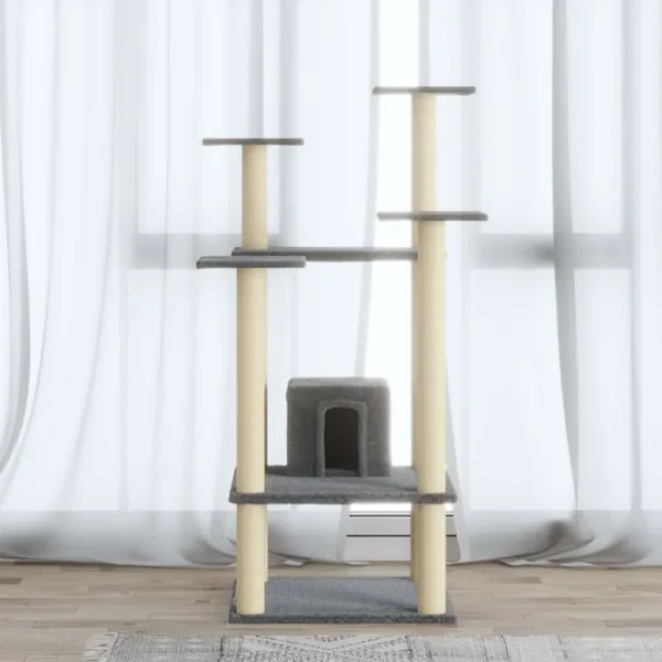 Arbre à chat avec griffoirs en sisal Gris clair 110 cm