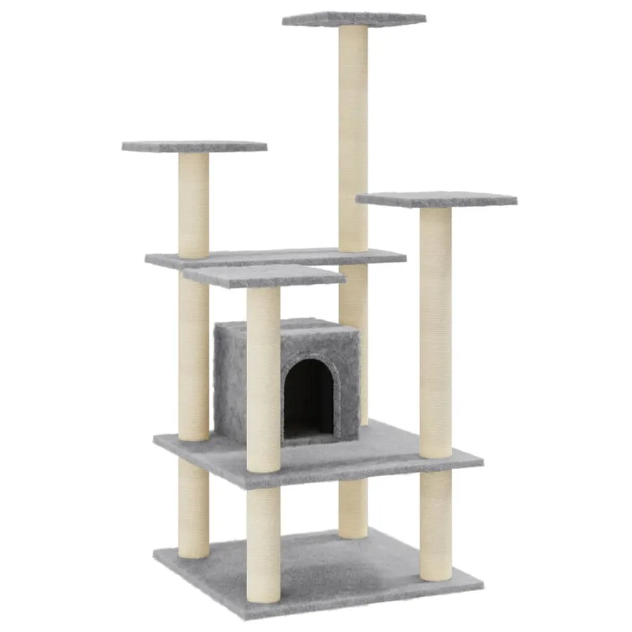 Arbre à chat avec griffoirs en sisal Gris clair 110 cm - 2