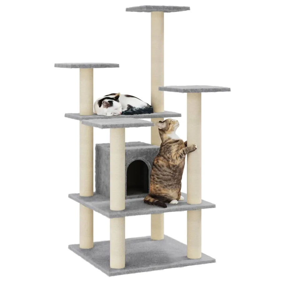 Arbre à chat avec griffoirs en sisal Gris clair 110 cm - 3