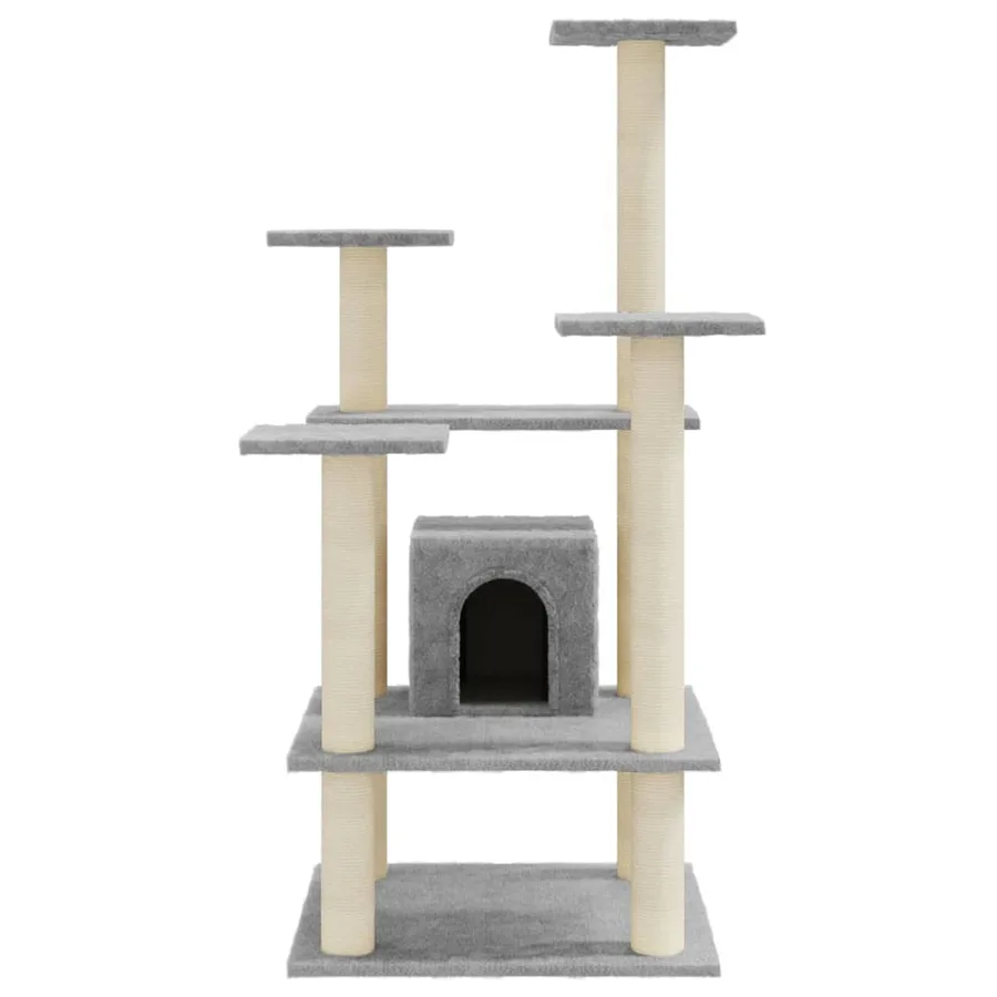 Arbre à chat avec griffoirs en sisal Gris clair 110 cm - 4