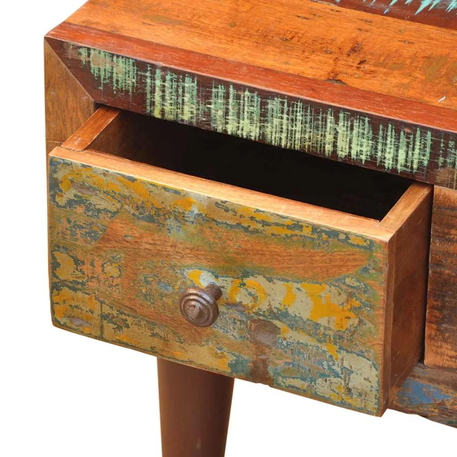 Table basse avec bord incurvé et 1 tiroir Bois de récupération - 11