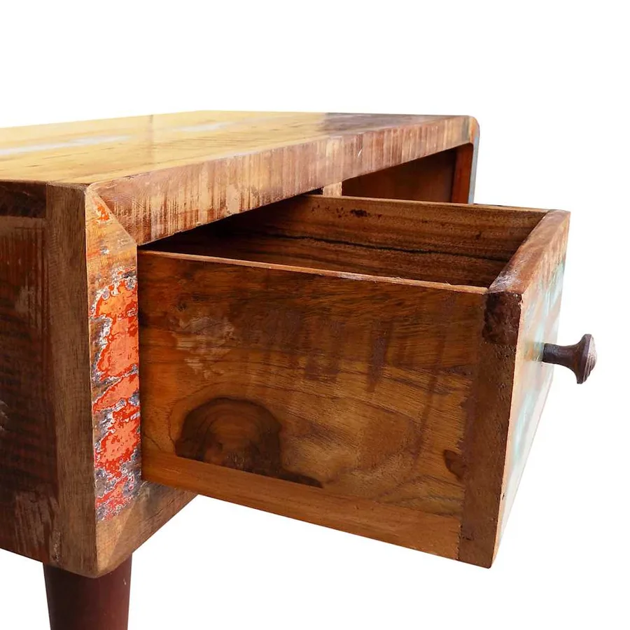 Table basse avec bord incurvé et 1 tiroir Bois de récupération - 9
