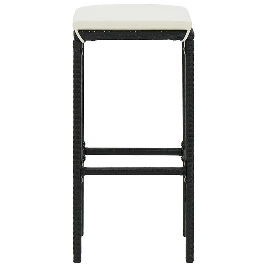 Ensemble de bar de jardin 5 pcs et coussins Résine tressée Noir - 10