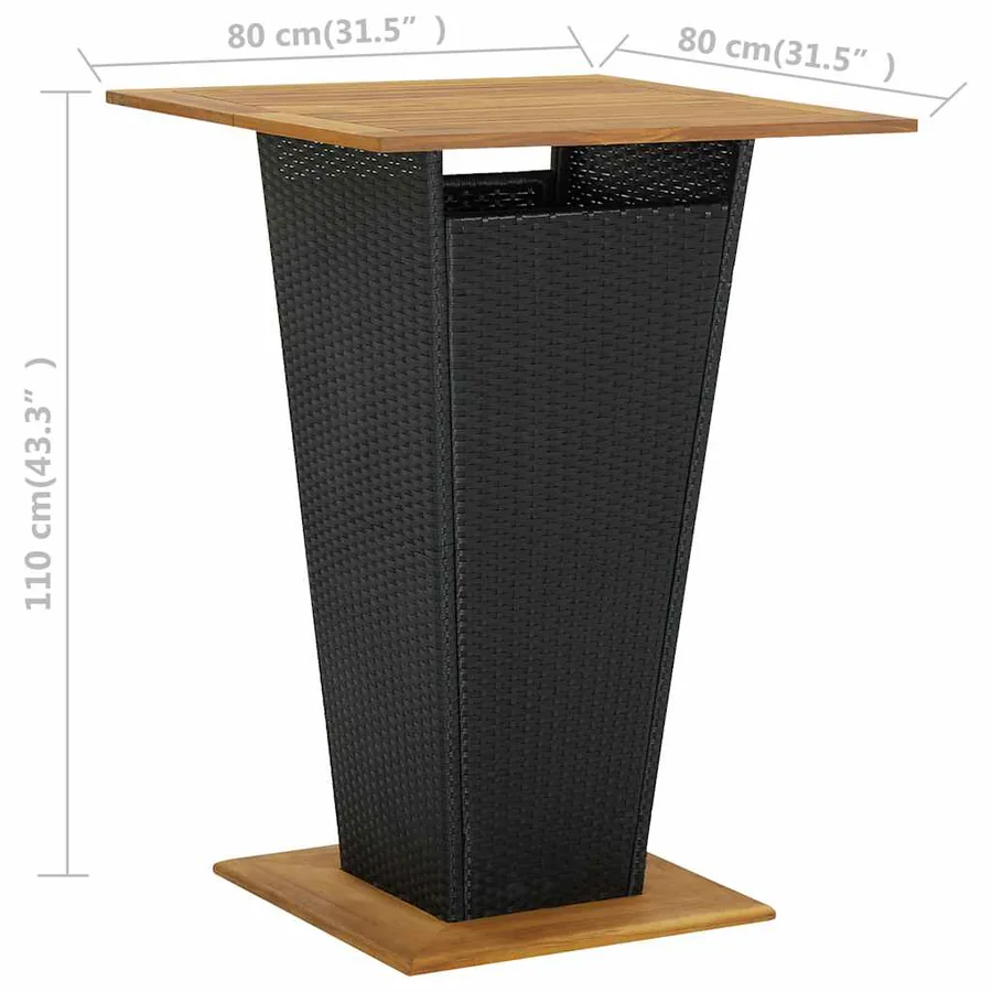 Ensemble de bar de jardin 5 pcs et coussins Résine tressée Noir - 13
