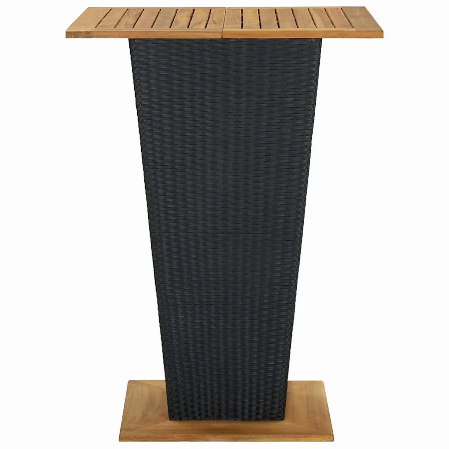 Ensemble de bar de jardin 5 pcs et coussins Résine tressée Noir - 5