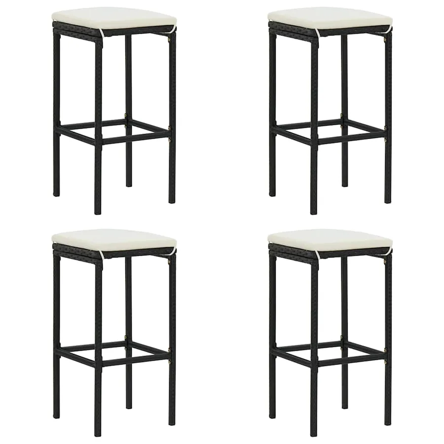 Ensemble de bar de jardin 5 pcs et coussins Résine tressée Noir - 8