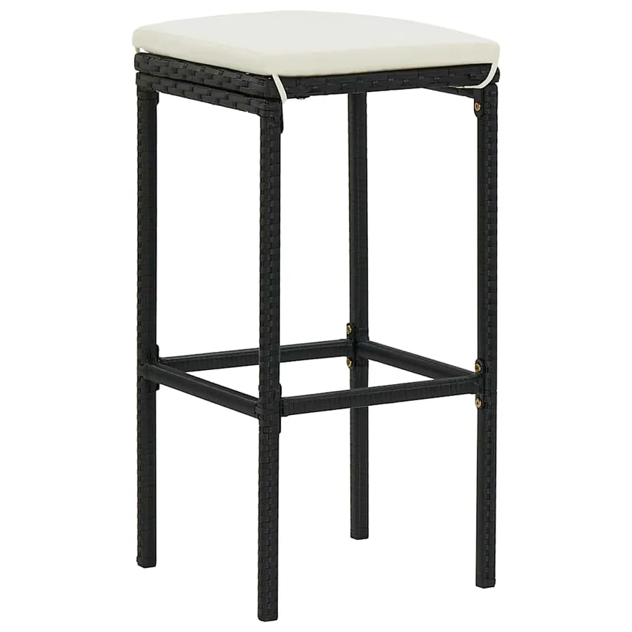 Ensemble de bar de jardin 5 pcs et coussins Résine tressée Noir - 9