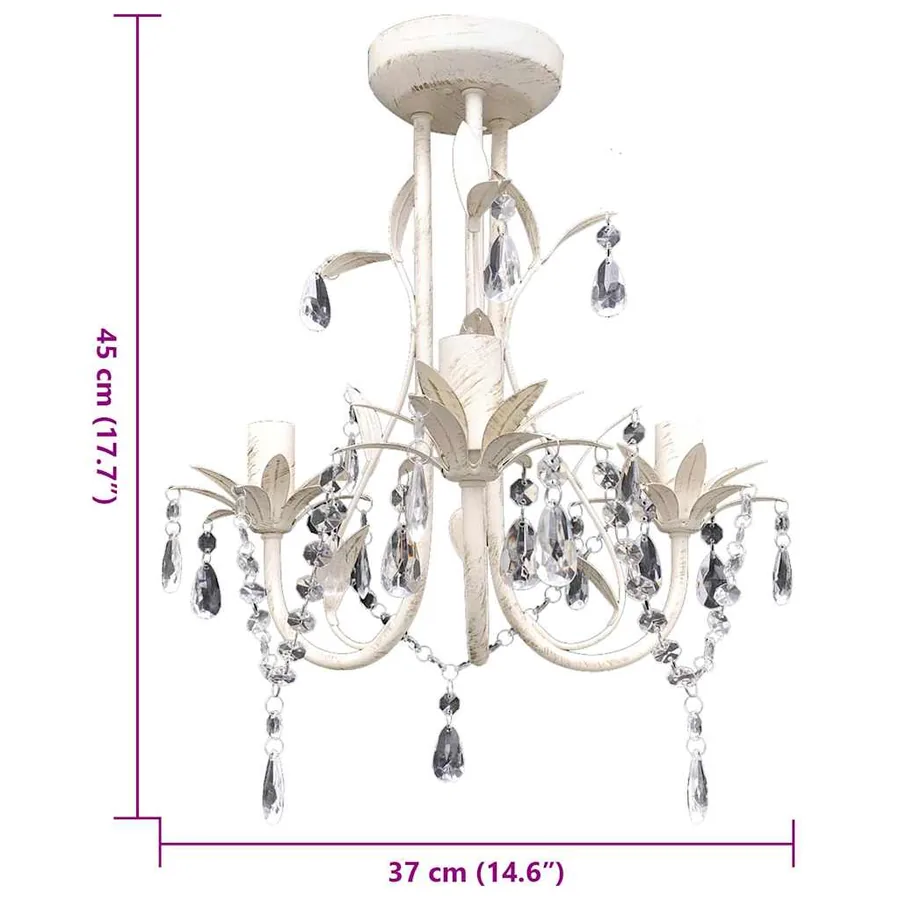 Lustre suspendu à cristaux Blanc élégant - 5