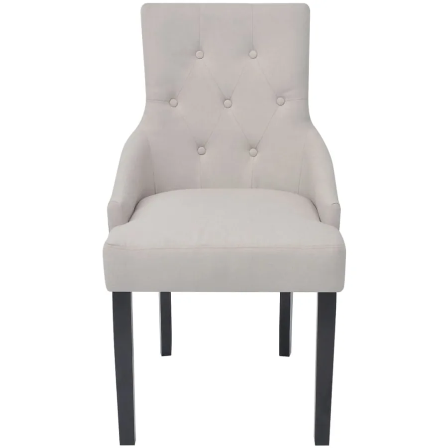 Chaises à manger lot de 2 gris crème tissu - 3