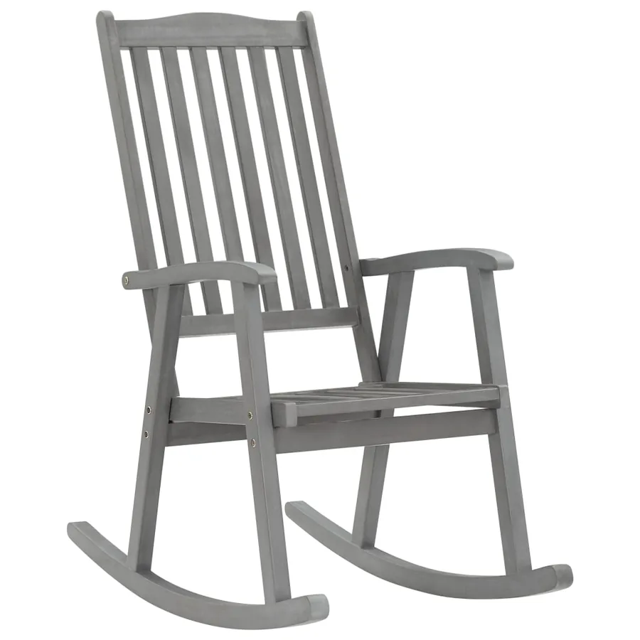 Chaise à bascule avec coussins Gris Bois d'acacia massif - 2