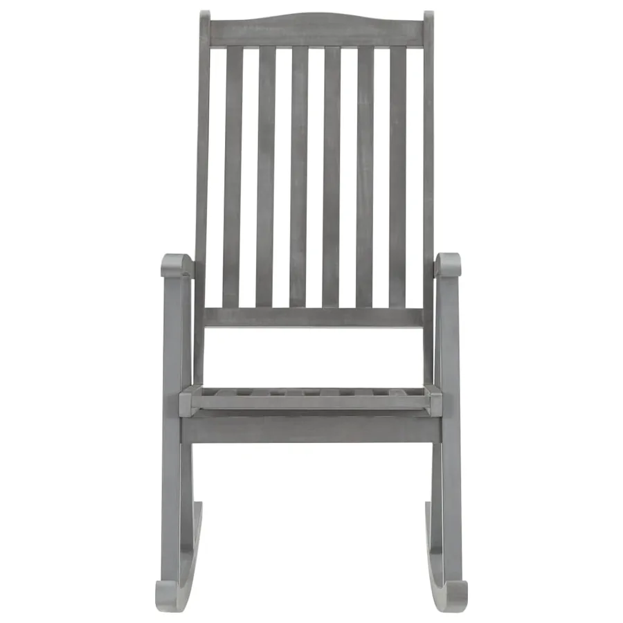 Chaise à bascule avec coussins Gris Bois d'acacia massif - 3