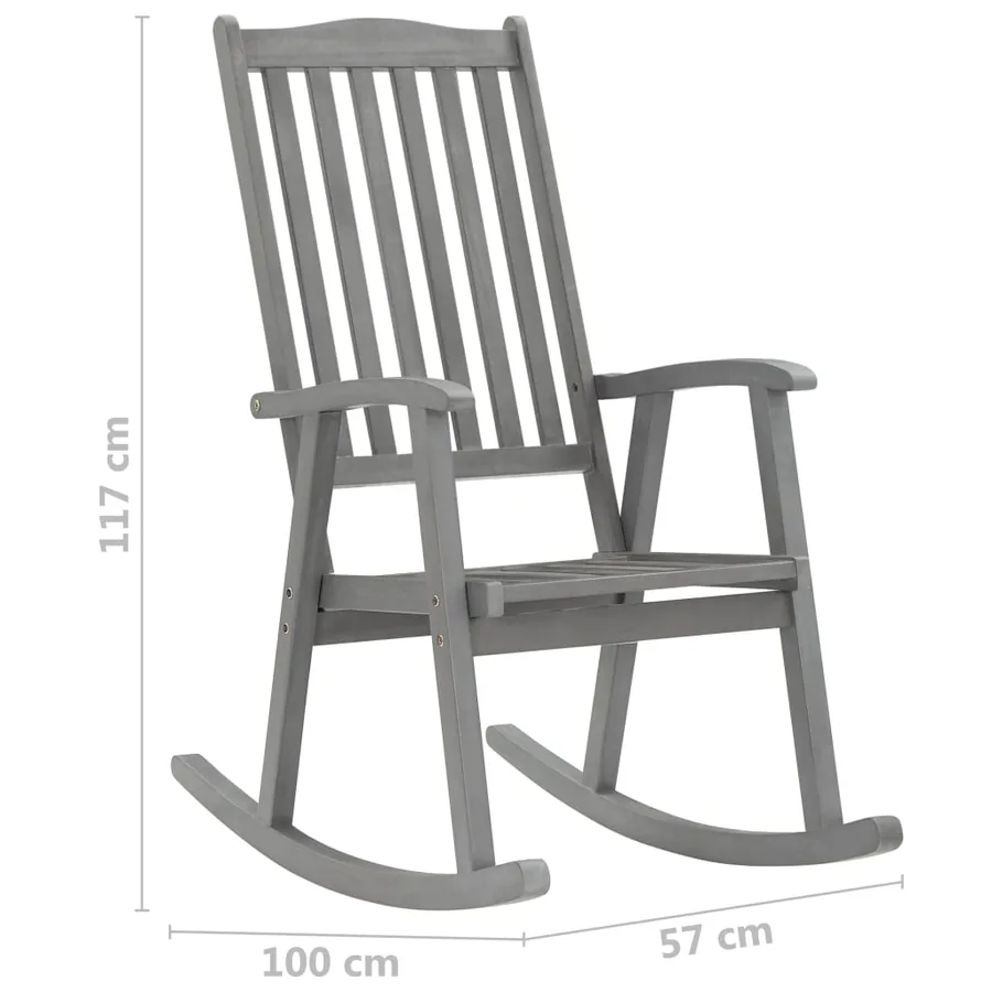 Chaise à bascule avec coussins Gris Bois d'acacia massif - 9
