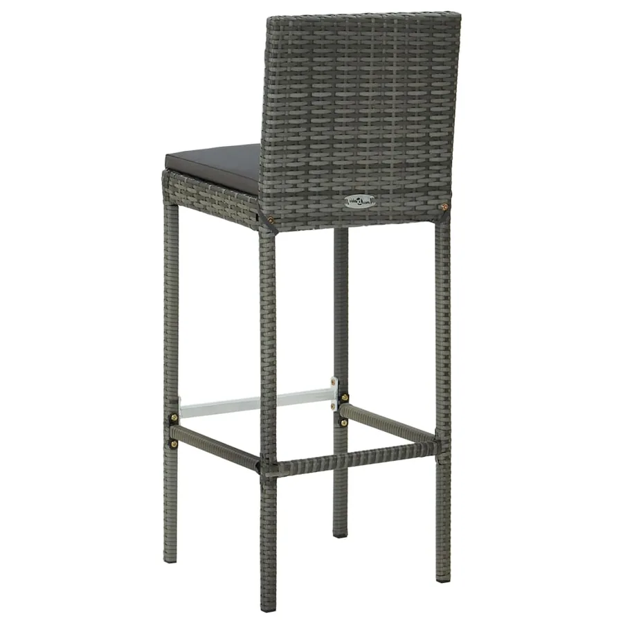 Ensemble de bar de jardin 5 pcs et coussins Résine tressée Gris - 10
