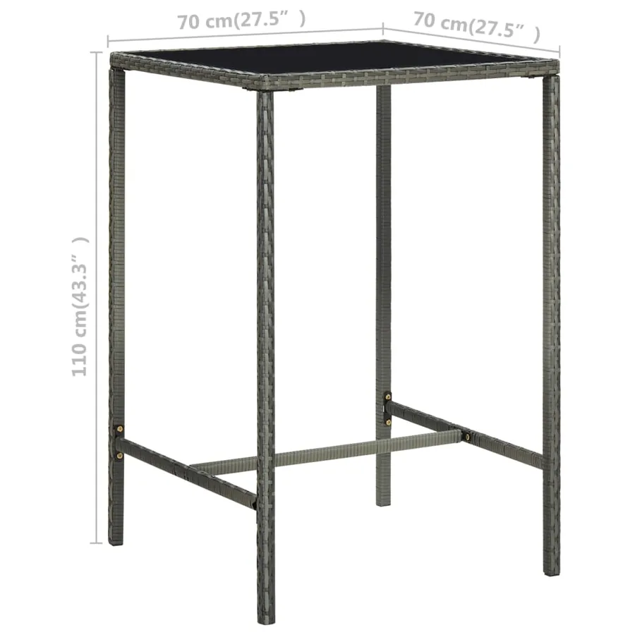 Ensemble de bar de jardin 5 pcs et coussins Résine tressée Gris - 11