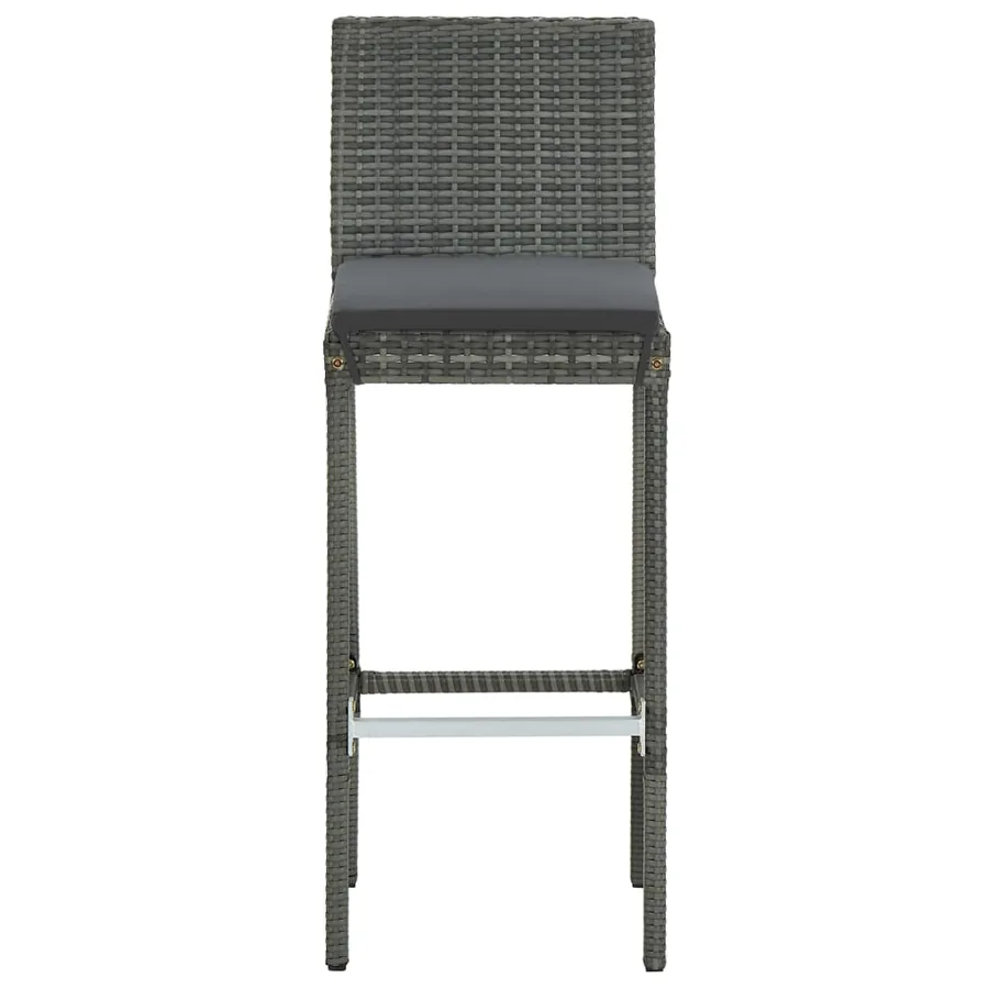 Ensemble de bar de jardin 5 pcs et coussins Résine tressée Gris - 8