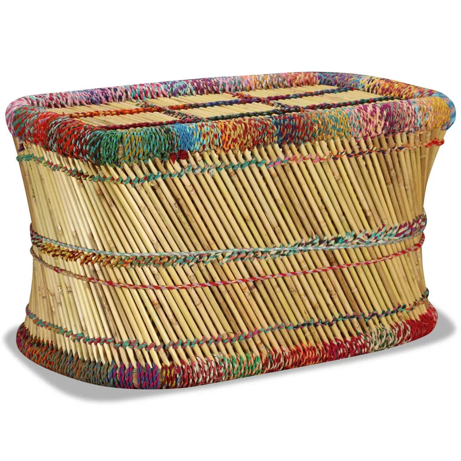 Table basse Bambou avec Détails Chindi Multicolore