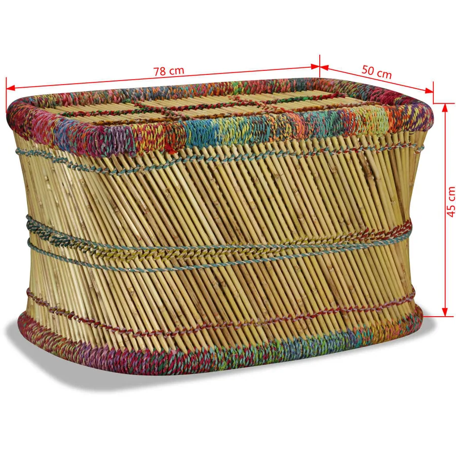 Table basse Bambou avec Détails Chindi Multicolore - 9