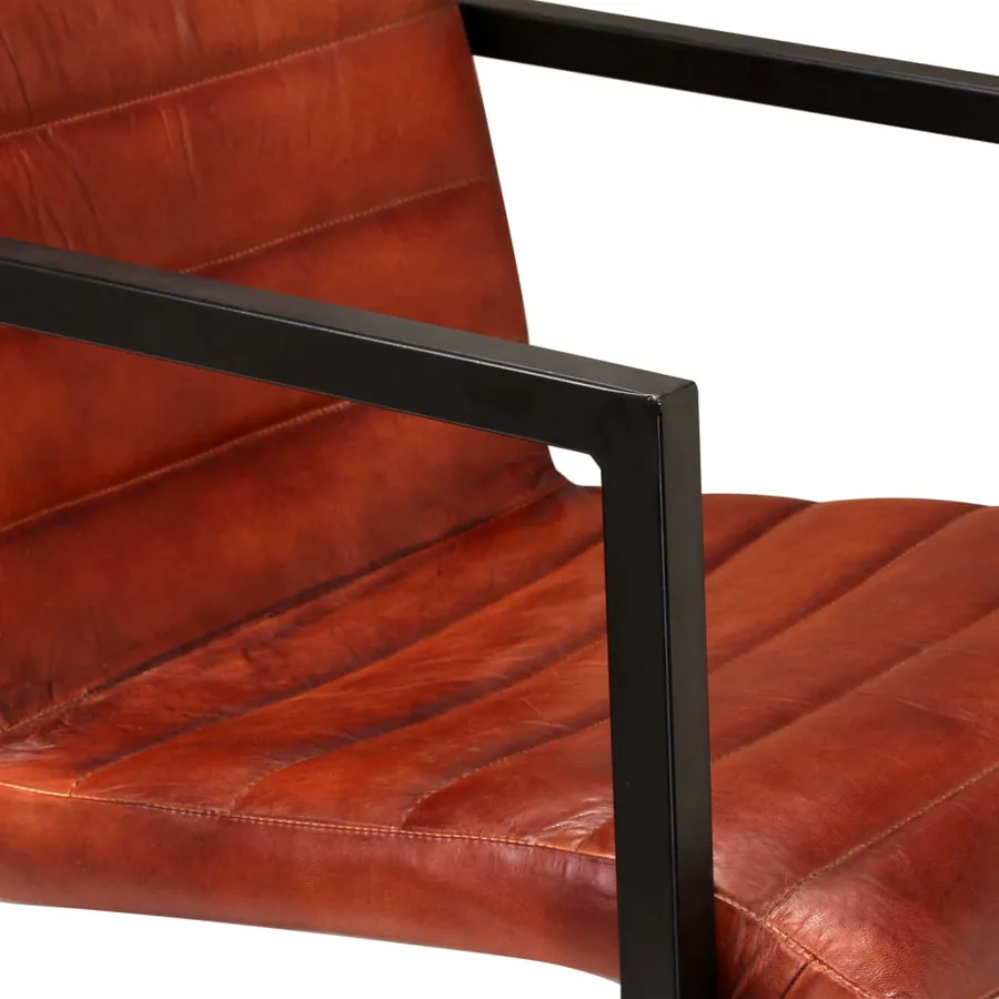 Chaises à manger lot de 2 marron cuir véritable - 8