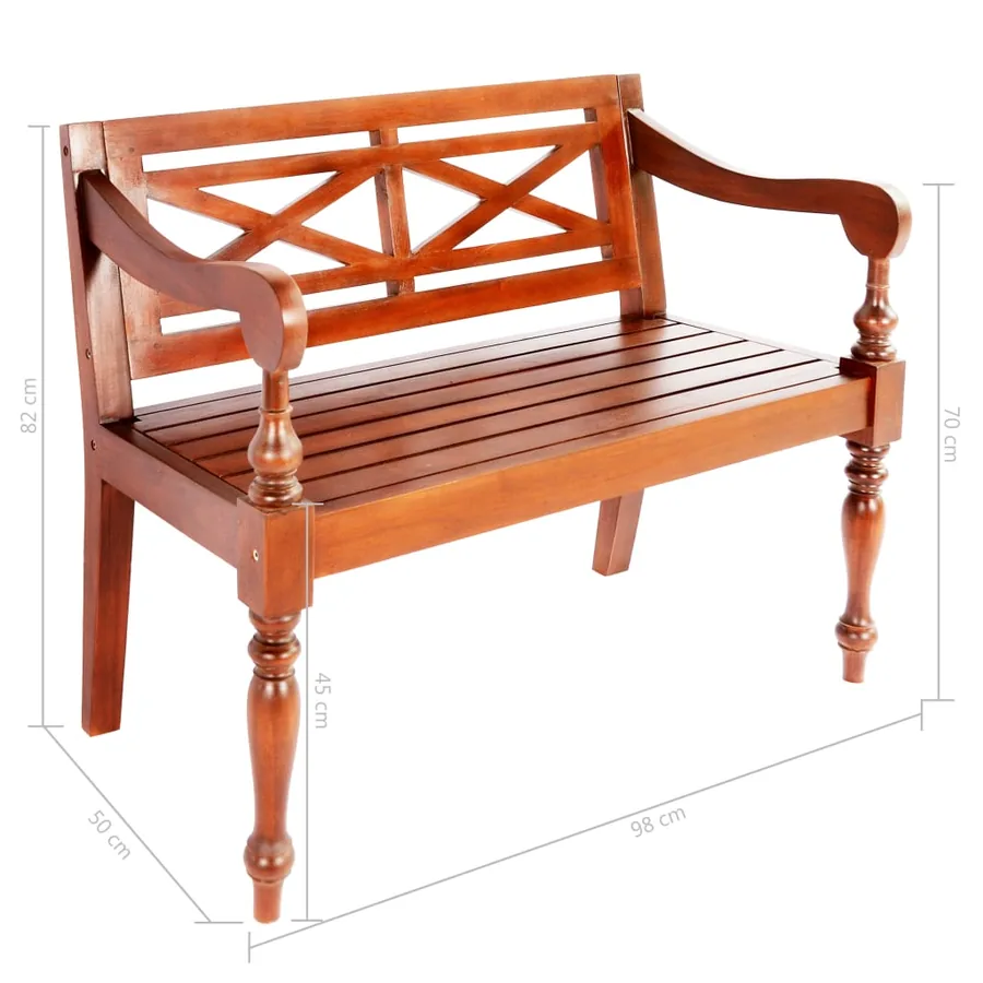 Banc Batavia 98 cm Bois d'acajou massif Marron foncé - 6