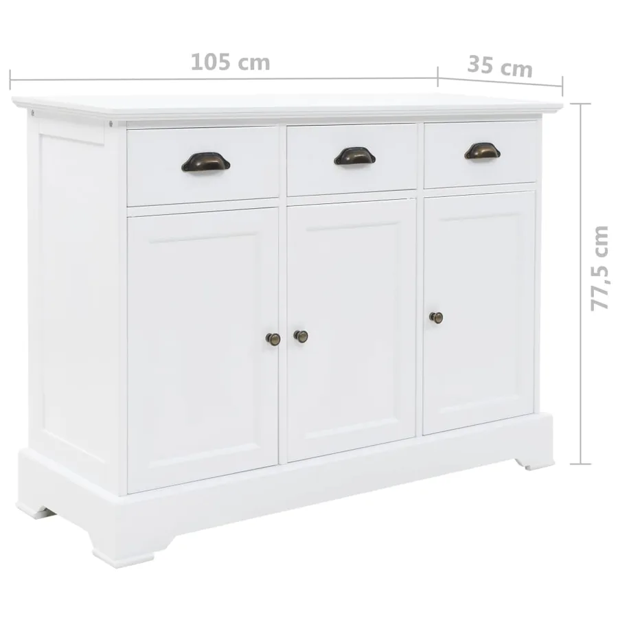 Buffet avec 3 portes MDF et Bois de pin 105x35x77,5 cm - 9