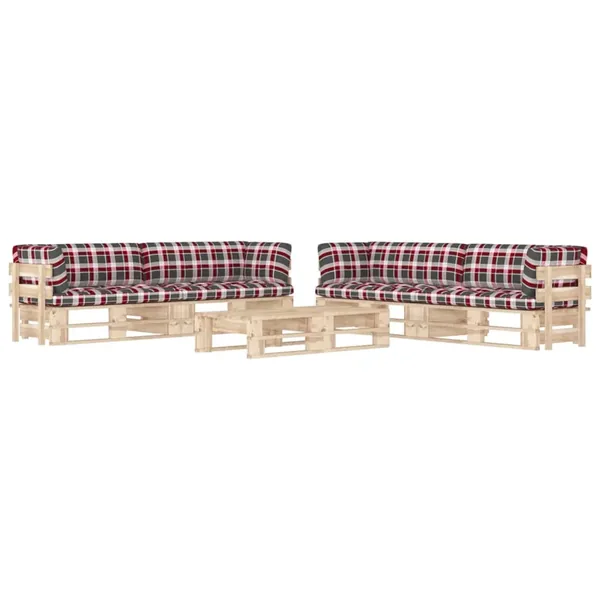 Salon de jardin palette 6pcs avec coussins Bois de pin imprégné