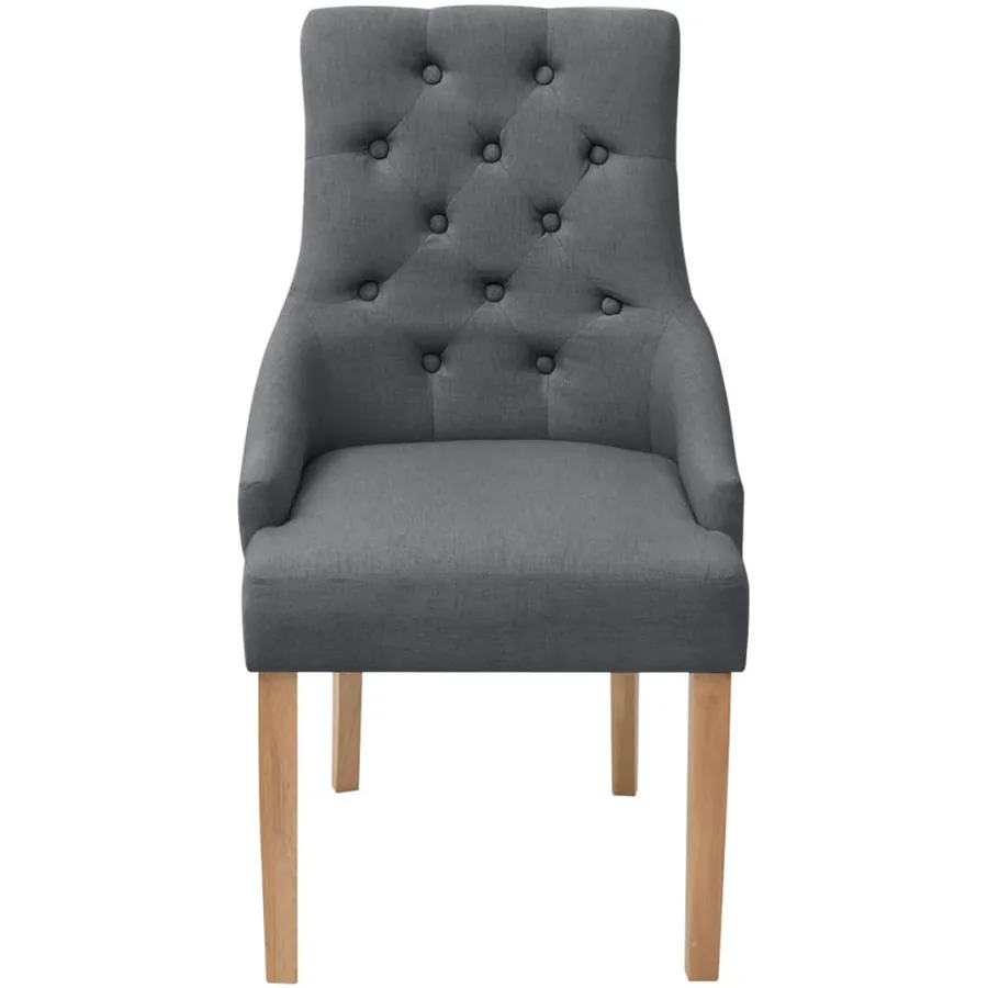 Chaises à manger lot de 4 gris foncé tissu - 3