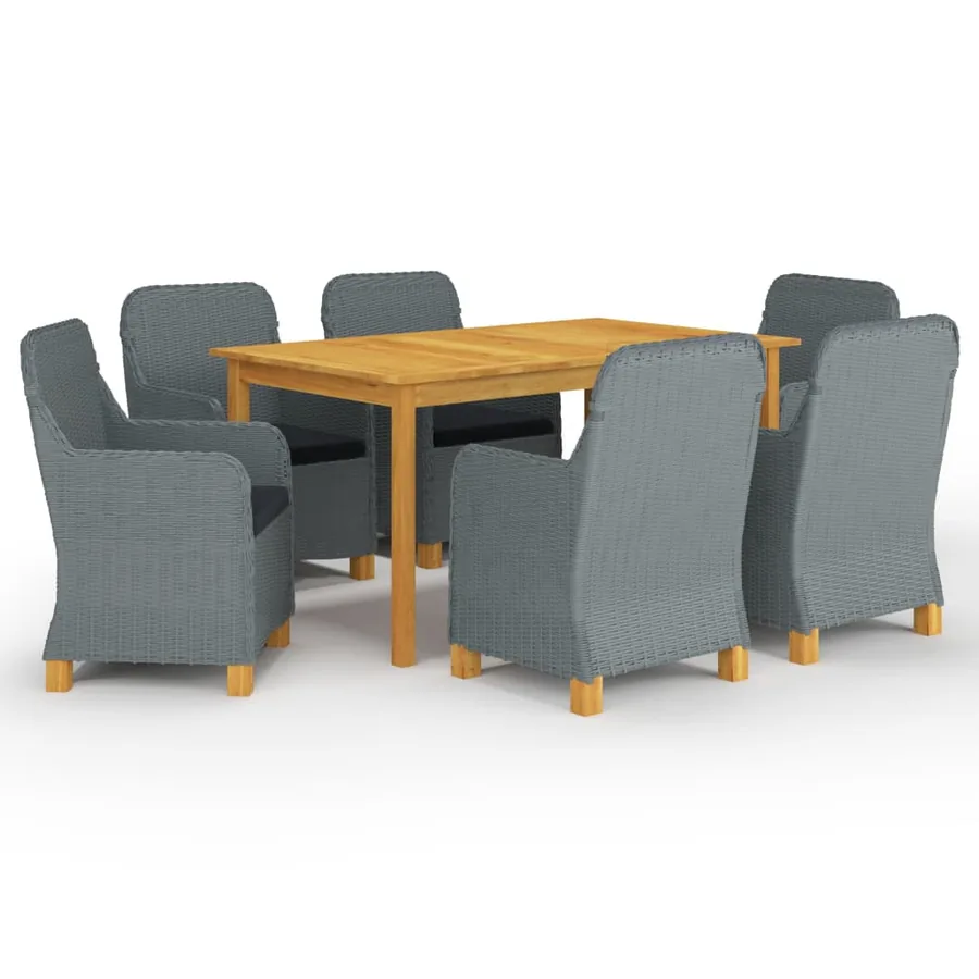 Ensemble à manger de jardin 7 pcs Gris clair