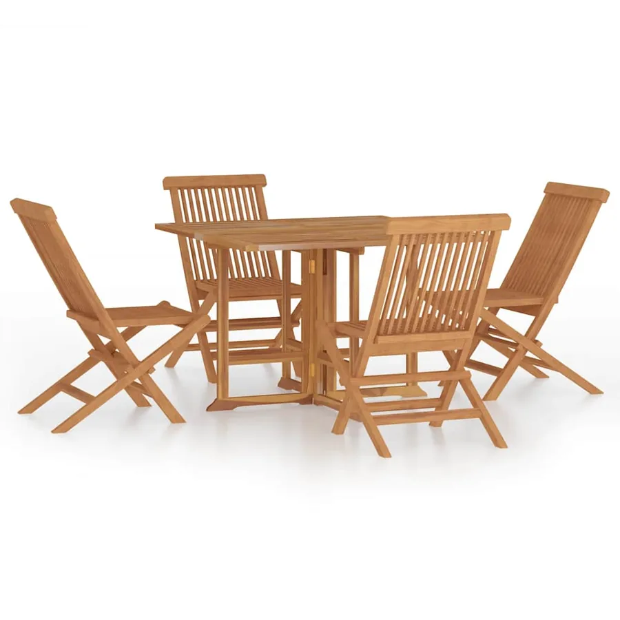 Ensemble à manger d'extérieur pliable 5 pcs Bois solide de teck - 2