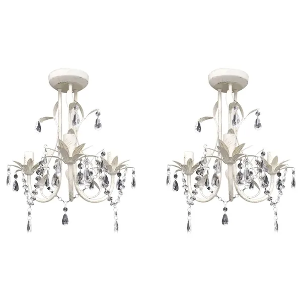 Lustres suspendus à cristaux 2 pcs Blanc élégant