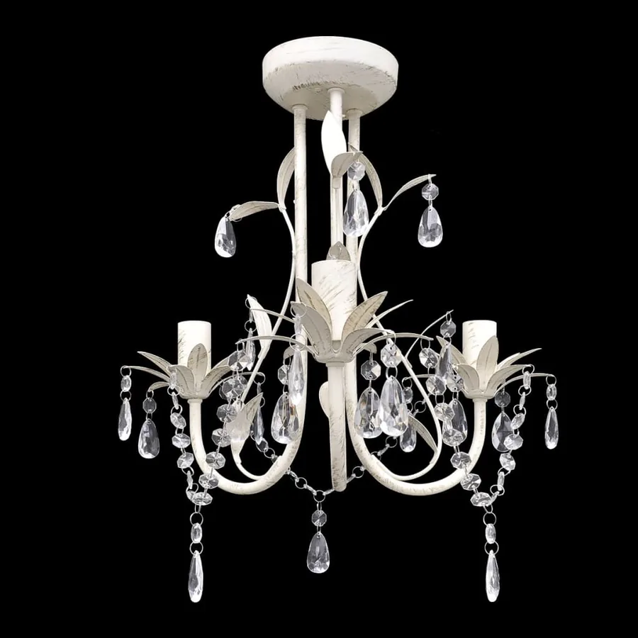 Lustres suspendus à cristaux 2 pcs Blanc élégant - 3