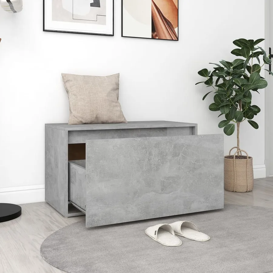 Banc d'entrée 80x40x45 cm Gris béton Bois d'ingénierie - 3