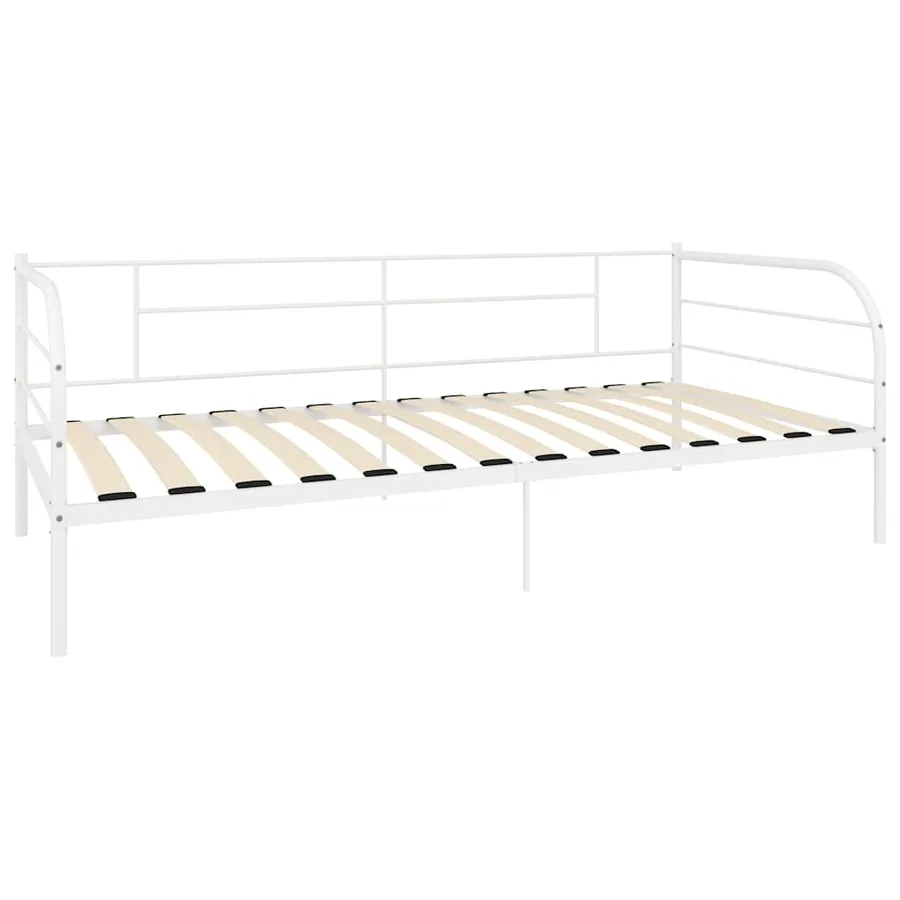 Cadre de lit de jour sans matelas blanc métal 90x200 cm - 2