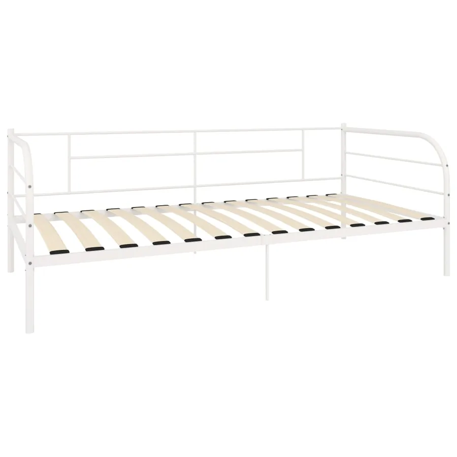 Cadre de lit de jour sans matelas blanc métal 90x200 cm - 3