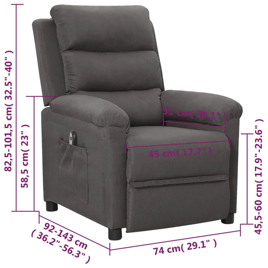 Fauteuil inclinable électrique Gris foncé Tissu - 12