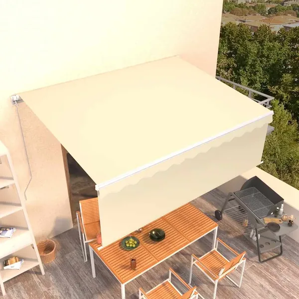 Auvent manuel rétractable avec store 4x3 m Crème