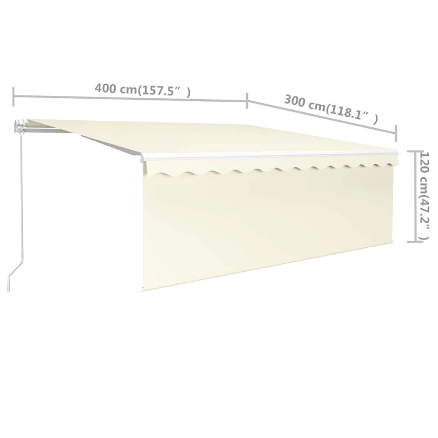 Auvent manuel rétractable avec store 4x3 m Crème - 7