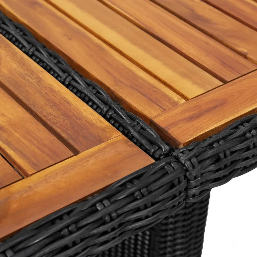 Table à manger de jardin Noir 200x100x74 cm Résine tressée - 5