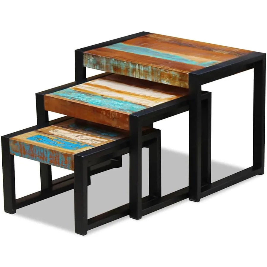 Tables gigognes 3 pcs Bois de récupération massif - 4