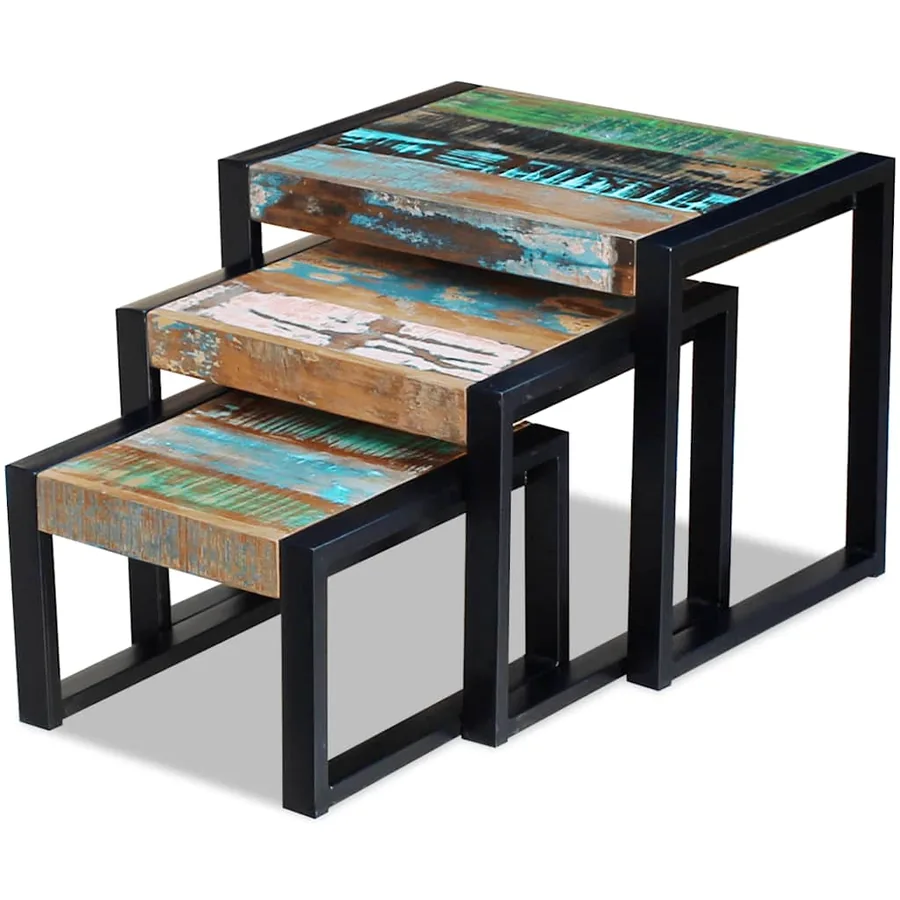 Tables gigognes 3 pcs Bois de récupération massif - 5