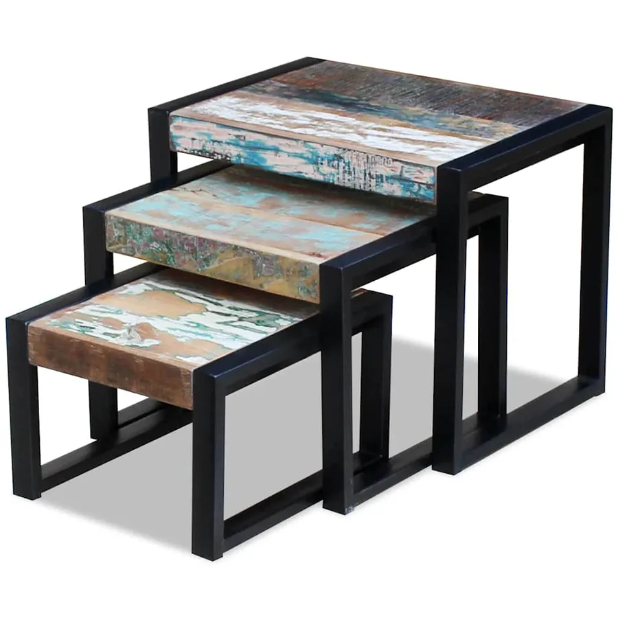 Tables gigognes 3 pcs Bois de récupération massif - 6
