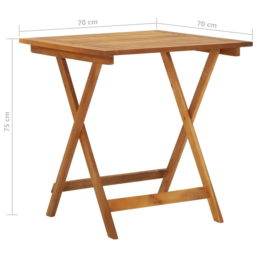 Ensemble à manger de jardin pliable 3 pcs Bois d'acacia solide - 12