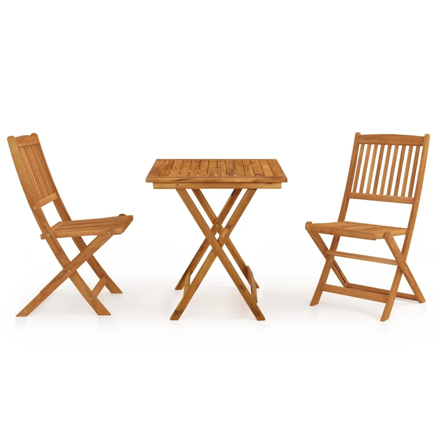Ensemble à manger de jardin pliable 3 pcs Bois d'acacia solide - 2