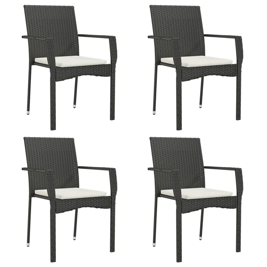 Ensemble à manger de jardin coussins 5pcs Noir Résine tressée - 4