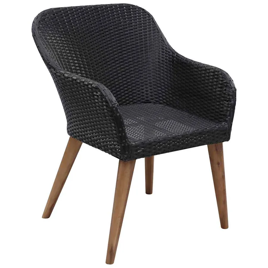 Ensemble à manger de jardin 7 pcs Résine tressée Noir - 5