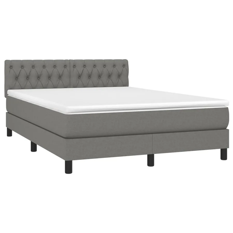 Sommier à lattes de lit et matelas et LED Gris foncé 140x200 cm - 3