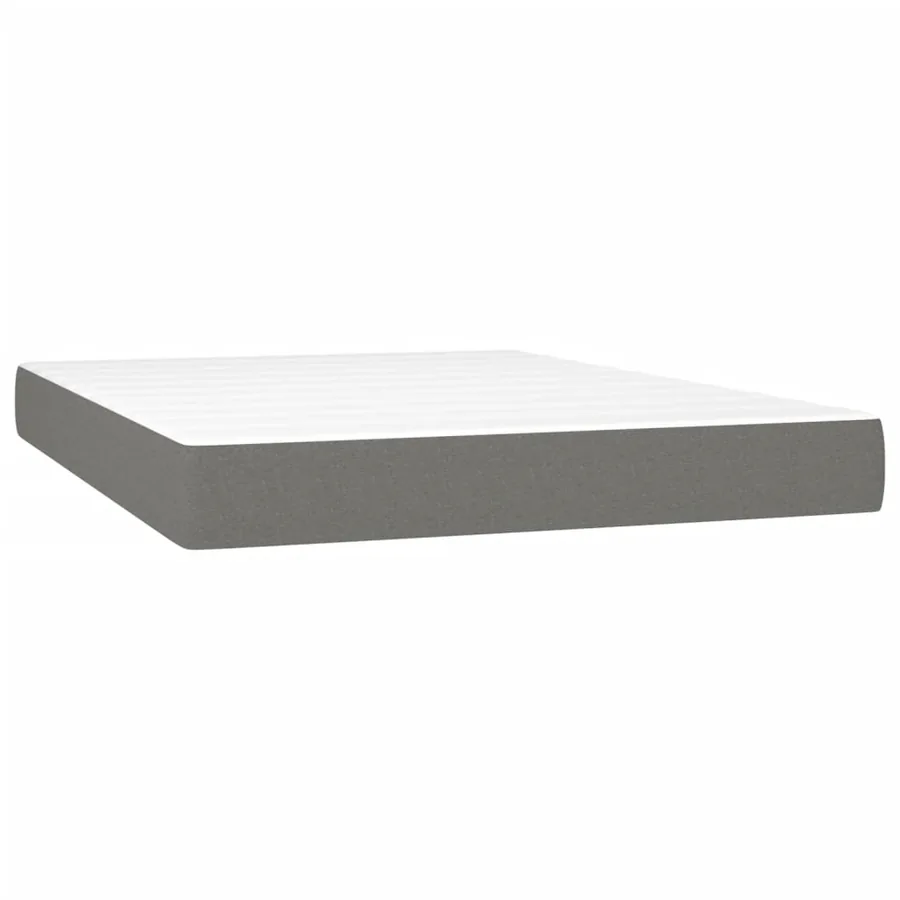 Sommier à lattes de lit et matelas et LED Gris foncé 140x200 cm - 6