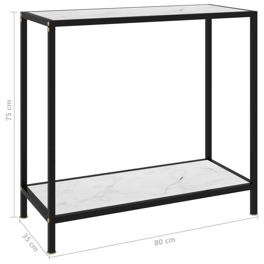 Table console Blanc 80x35x75 cm Verre trempé - 6