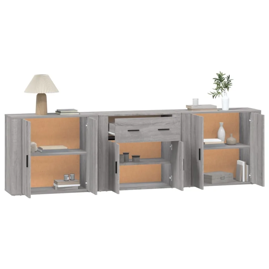 Buffets 3 pcs Sonoma gris Bois d'ingénierie - 4