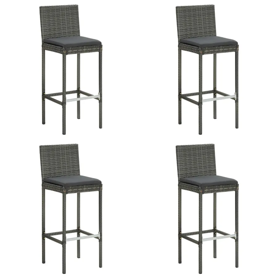 Ensemble de bar de jardin avec coussins 5 pcs Gris - 3