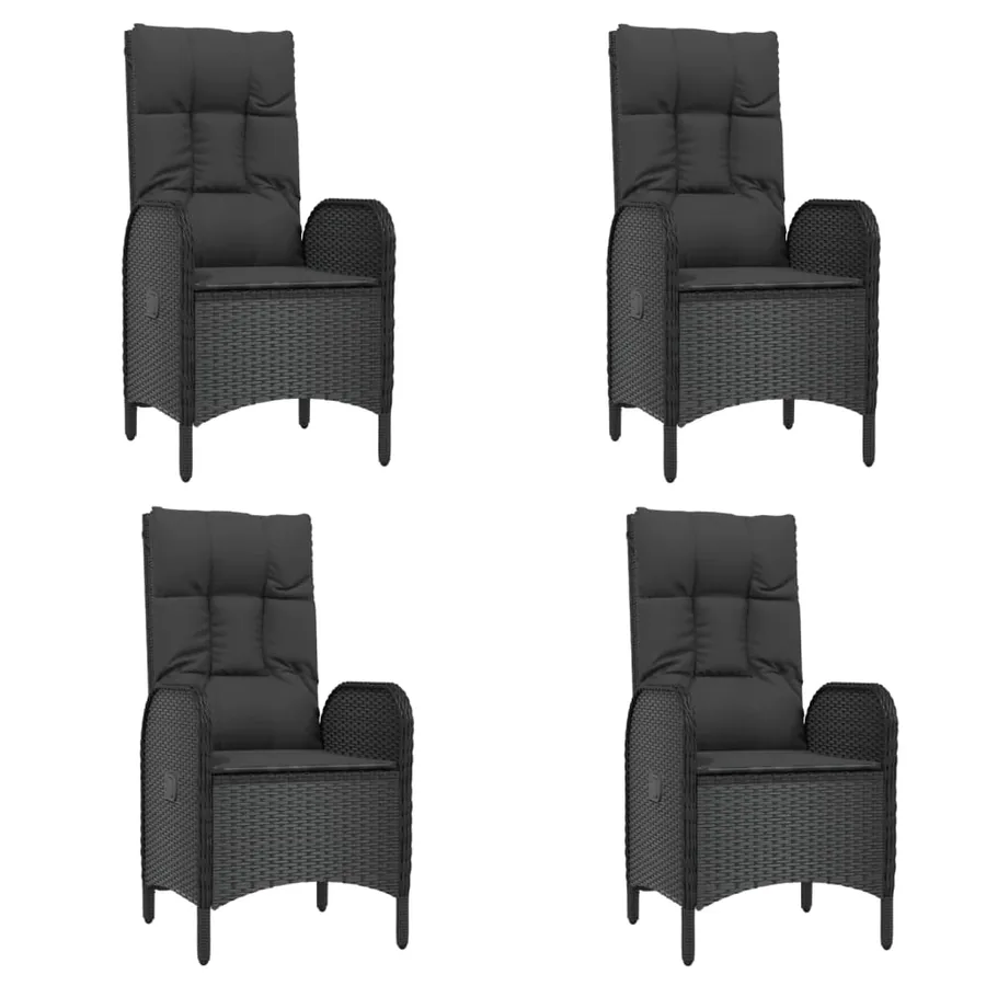 Ensemble à manger de jardin coussins 5pcs Noir Résine tressée - 4